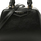 Tumbled Buffalo Nano Antigona Cube Bag Black