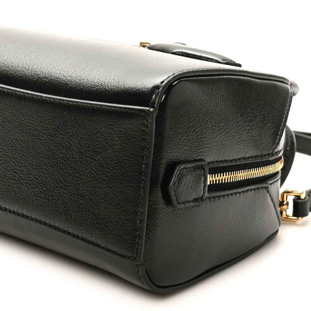 Tumbled Buffalo Nano Antigona Cube Bag Black