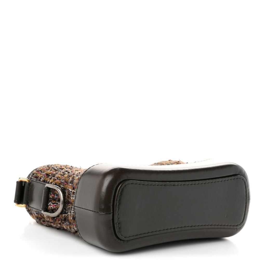 Tweed Calfskin Quilted Small Gabrielle Hobo Brown