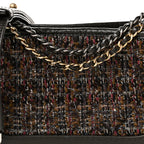 Tweed Calfskin Quilted Small Gabrielle Hobo Brown