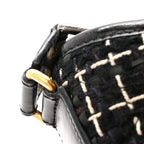 Tweed Calfskin Small Gabrielle Hobo Black White