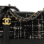 Tweed Calfskin Small Gabrielle Hobo Black White
