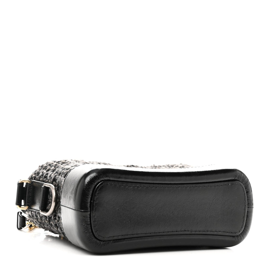Tweed Calfskin Small Gabrielle Hobo Black
