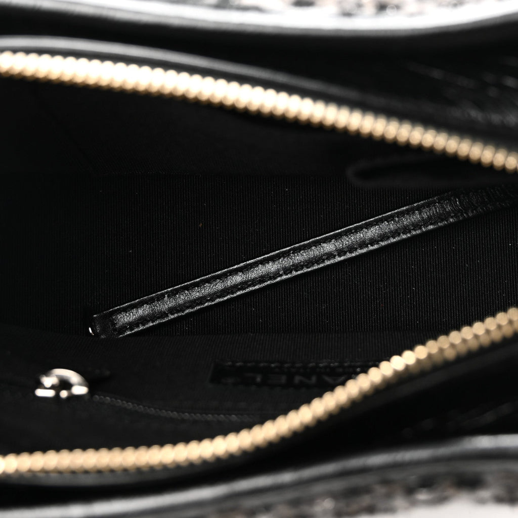 Tweed Calfskin Small Gabrielle Hobo Black