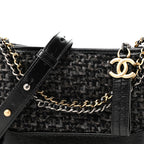 Tweed Calfskin Small Gabrielle Hobo Black