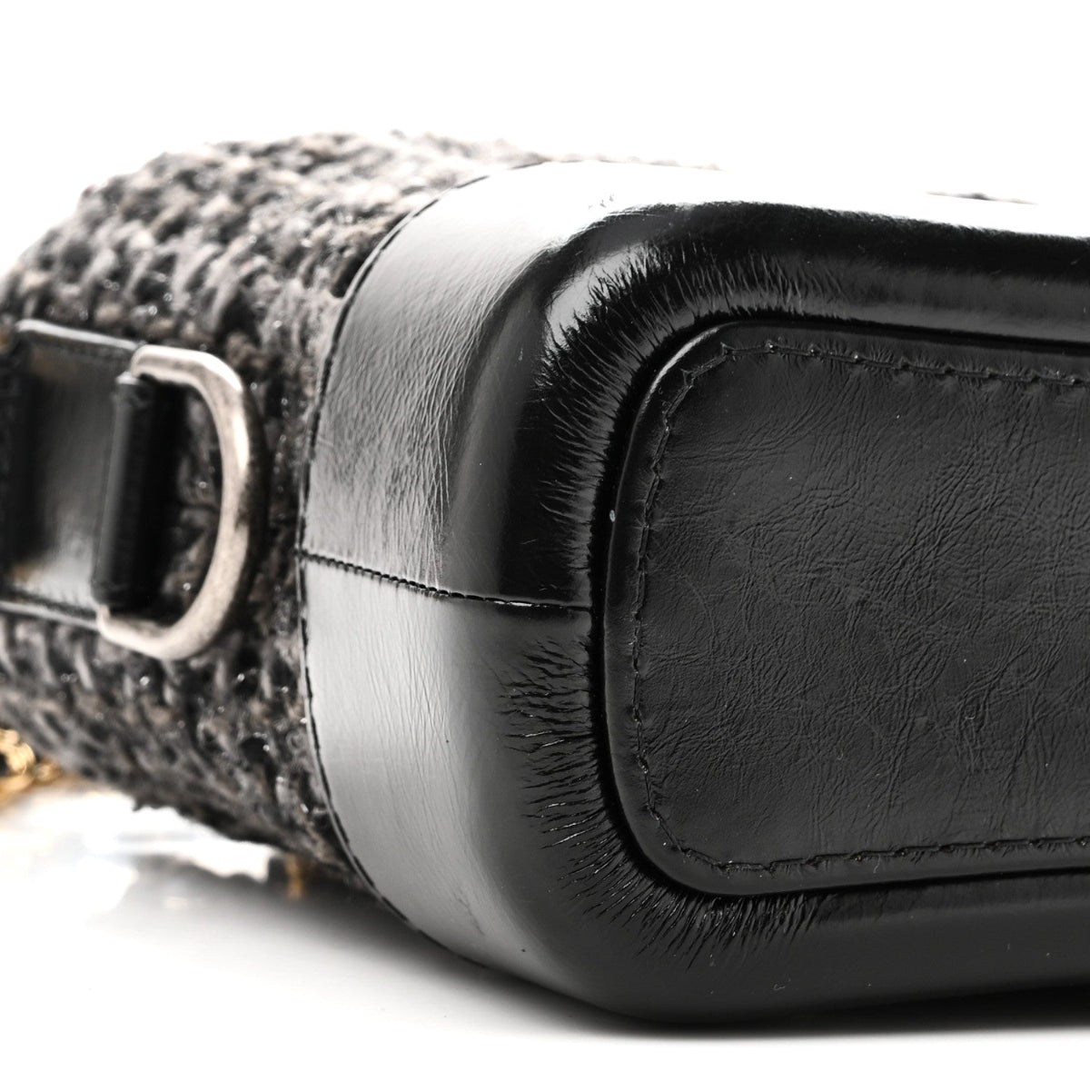 Tweed Calfskin Small Gabrielle Hobo Black