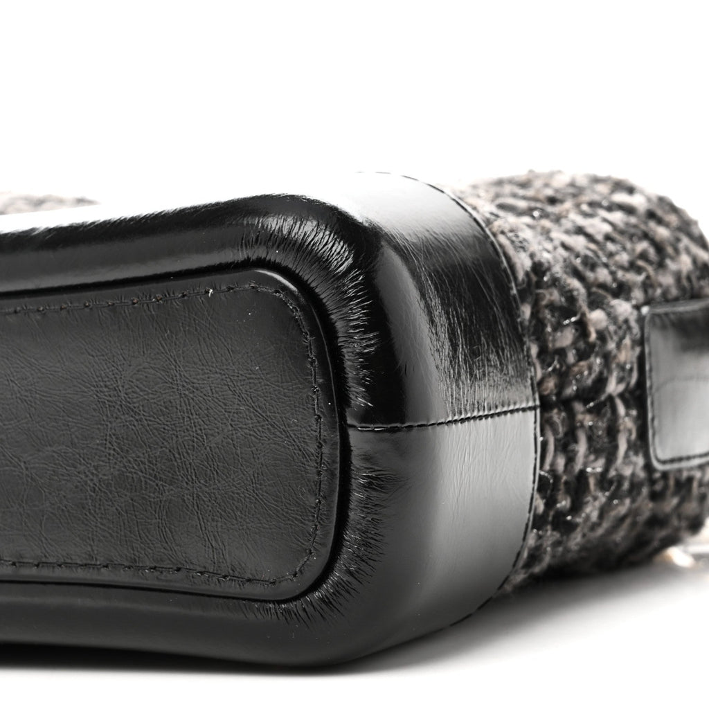 Tweed Calfskin Small Gabrielle Hobo Black