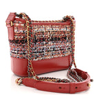 Tweed Calfskin Small Gabrielle Hobo Red