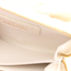 Tweed Quilted Bow Flap Card Holder On Chain White