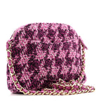 Tweed Quilted Mini Clutch With Chain Purple