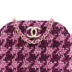 Tweed Quilted Mini Clutch With Chain Purple