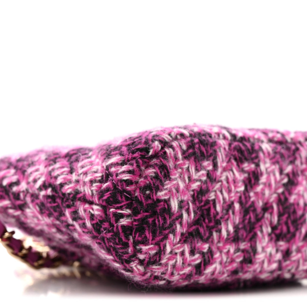 Tweed Quilted Mini Clutch With Chain Purple