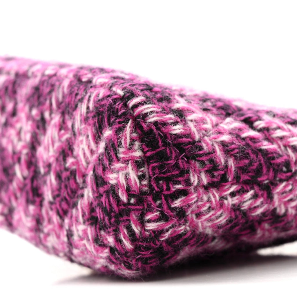 Tweed Quilted Mini Clutch With Chain Purple