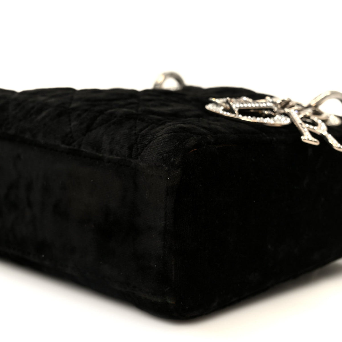 Velvet Crystal Mini Lady Dior Black
