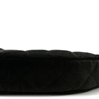Velvet Crystal Quilted Chain Hobo Black