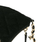 Velvet Crystal Quilted Chain Hobo Black