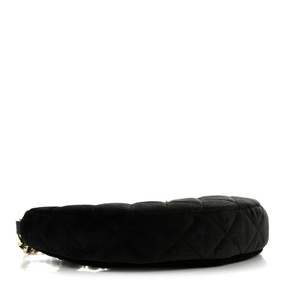 Velvet Crystal Quilted Chain Hobo Black