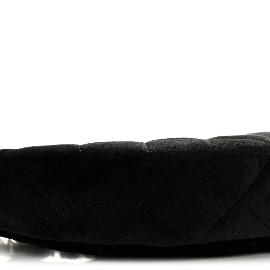 Velvet Crystal Quilted Chain Hobo Black