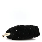 Velvet Diamante Quilted Kiss Lock Clutch Black