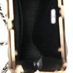 Velvet Diamante Quilted Kiss Lock Clutch Black