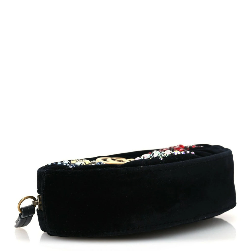 Velvet Matelasse Crystal Star GG Marmont Belt Bag 75 30 Black
