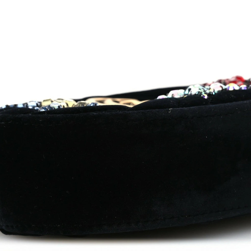 Velvet Matelasse Crystal Star GG Marmont Belt Bag 75 30 Black