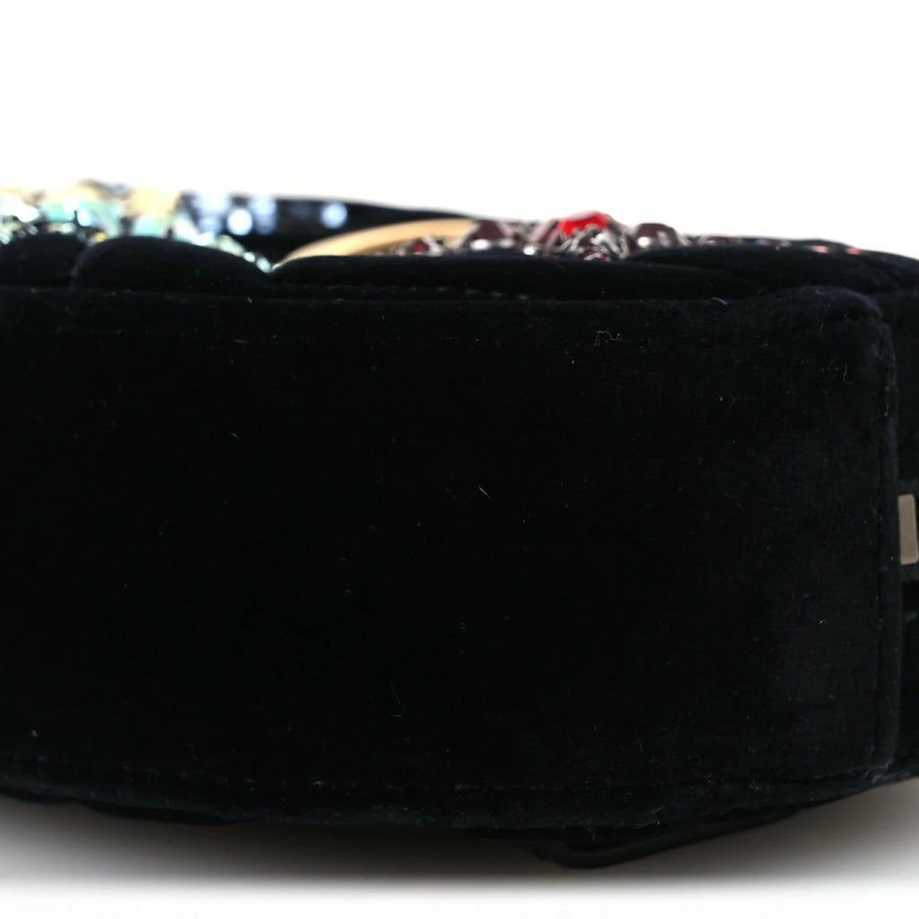 Velvet Matelasse Crystal Star GG Marmont Belt Bag 75 30 Black