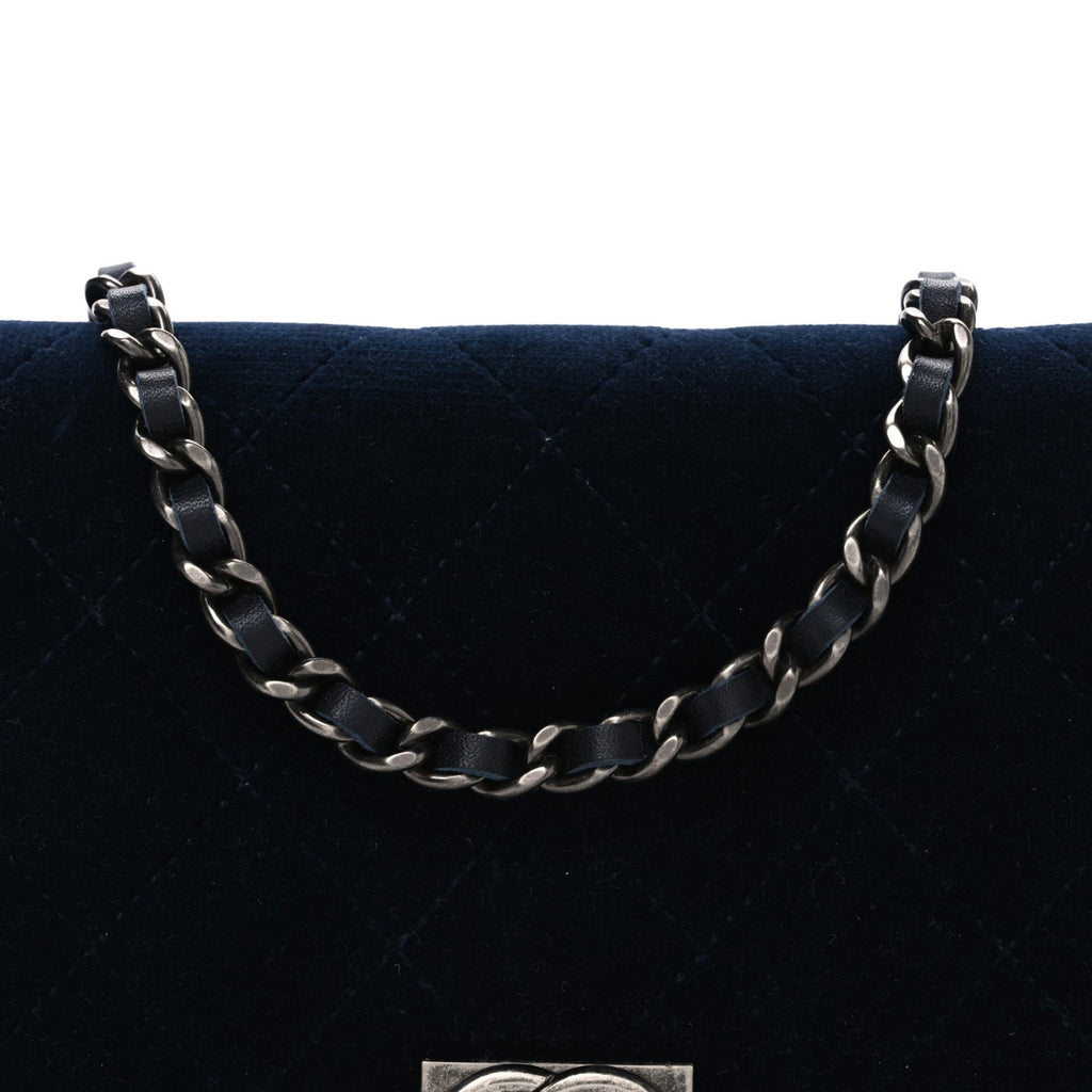 Velvet Quilted Boy Wallet On Chain WOC Blue