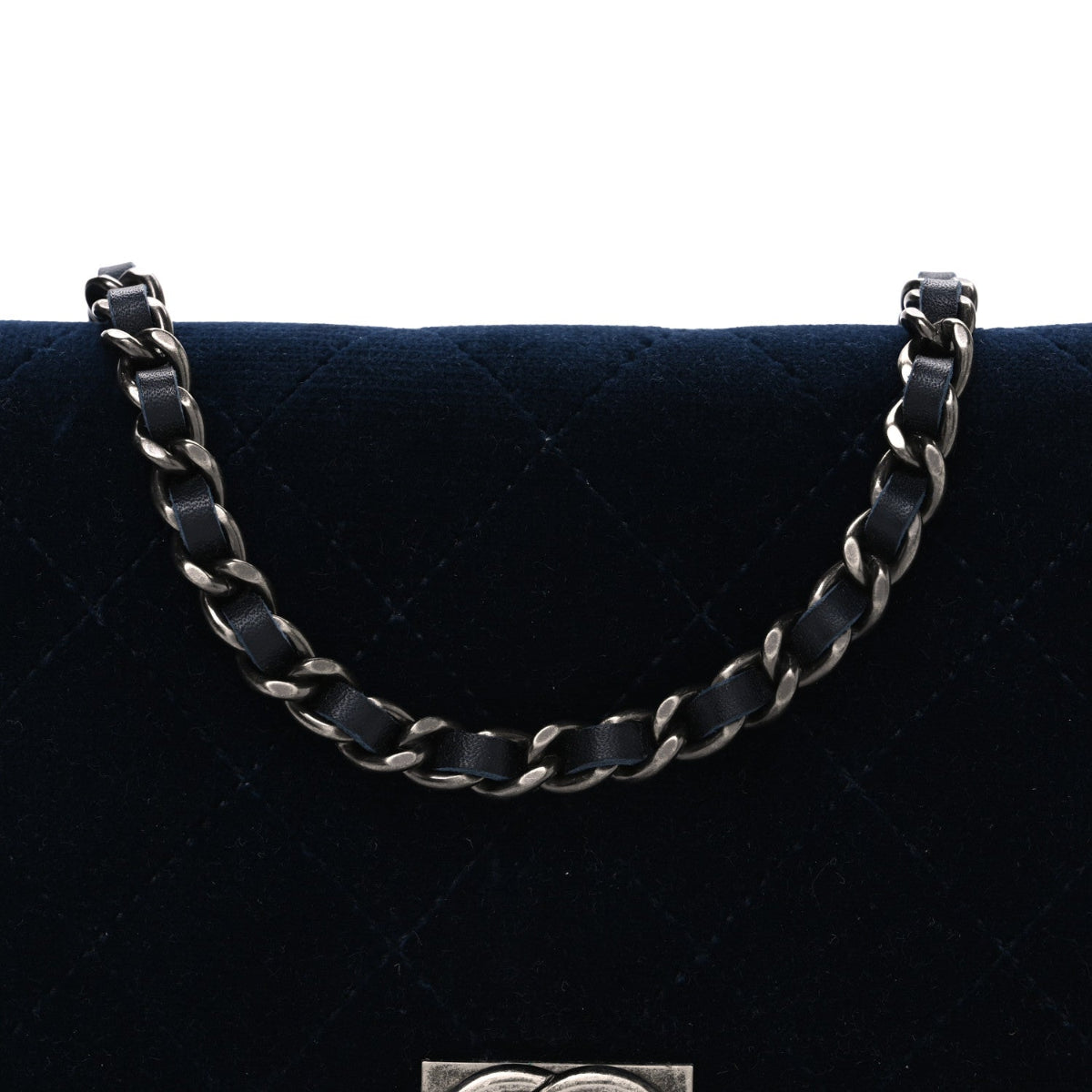 Velvet Quilted Boy Wallet On Chain WOC Blue