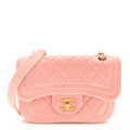 Velvet Quilted Mini Flap Pink