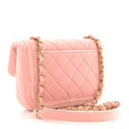 Velvet Quilted Mini Flap Pink