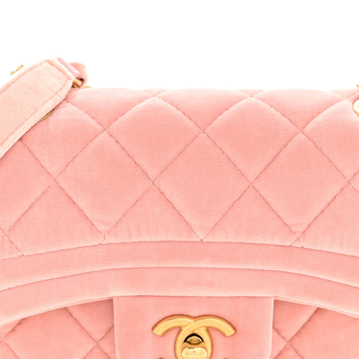 Velvet Quilted Mini Flap Pink