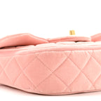 Velvet Quilted Mini Flap Pink