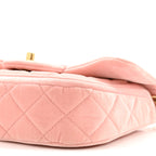 Velvet Quilted Mini Flap Pink