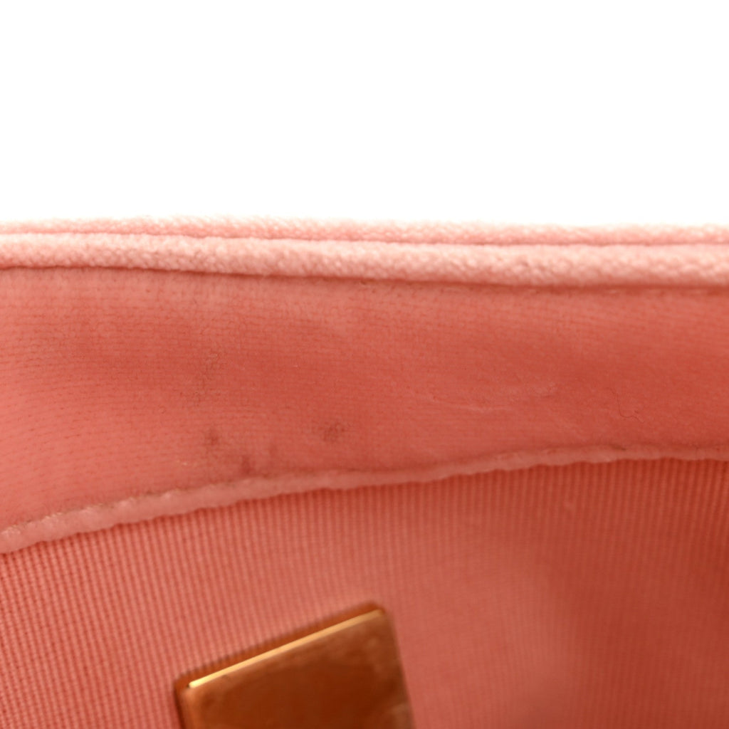 Velvet Quilted Mini Flap Pink