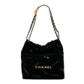 Velvet Sequin Quilted Small Chanel 22 Black