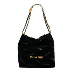 Velvet Sequin Quilted Small Chanel 22 Black
