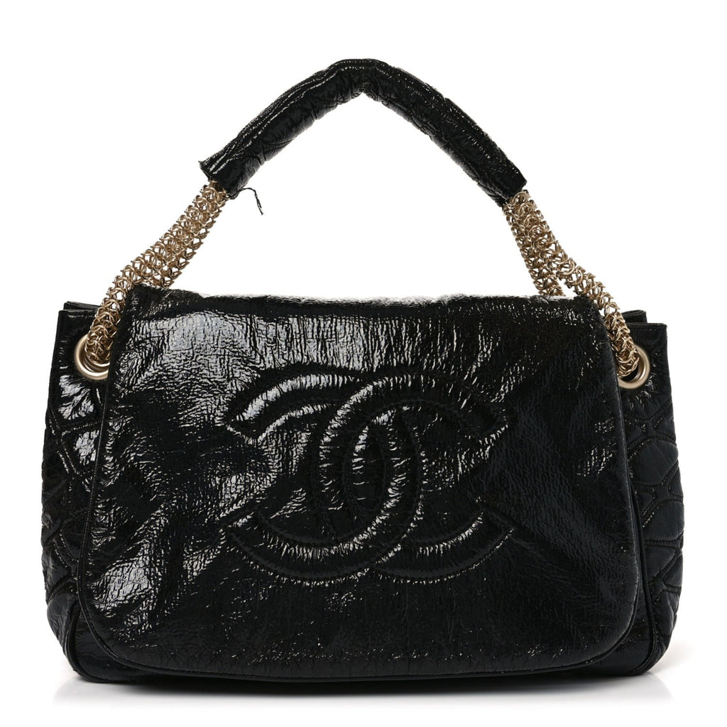 Vinyl Rodeo Accordion Flap Bag Black