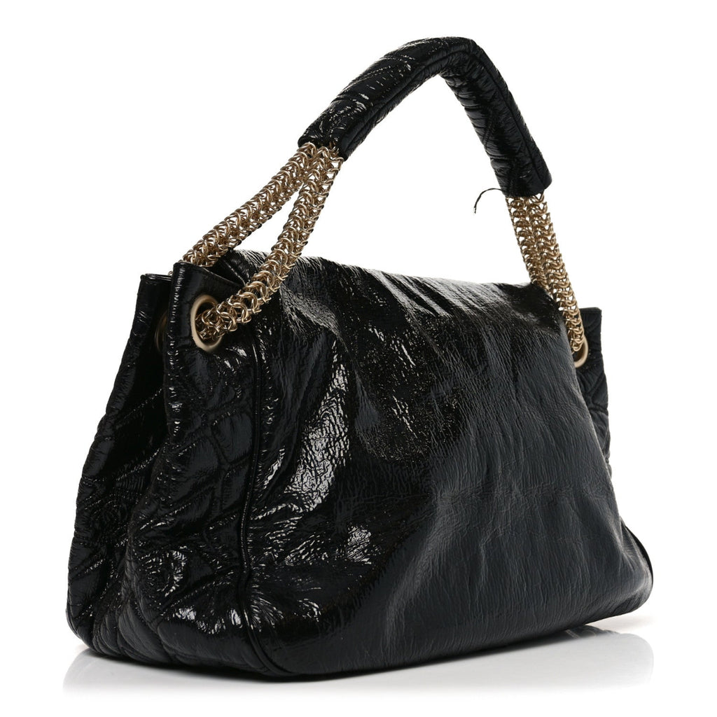 Vinyl Rodeo Accordion Flap Bag Black
