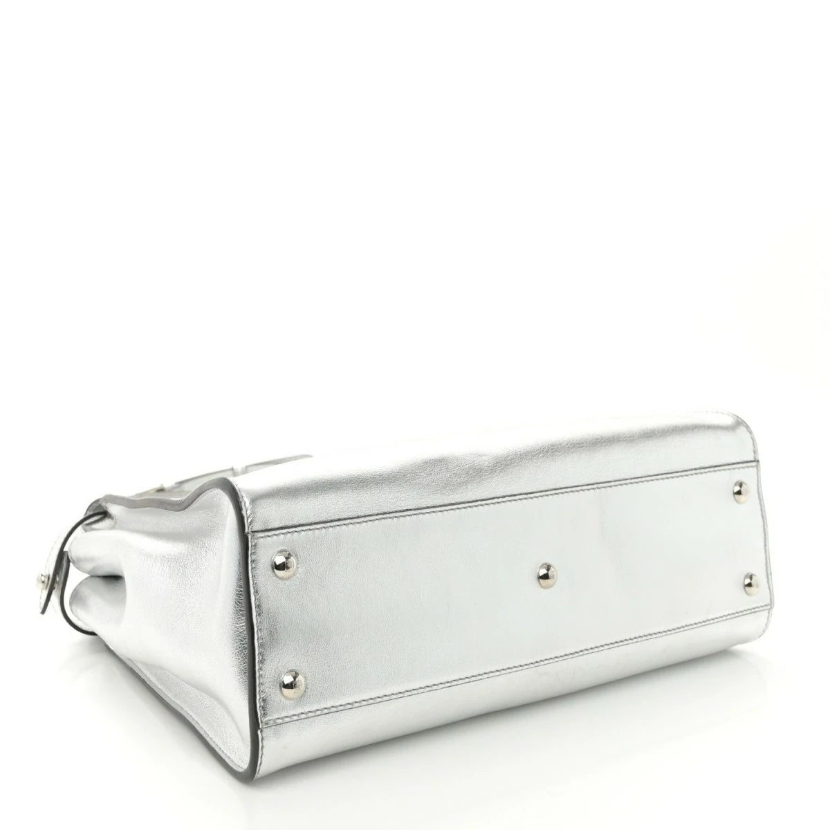 Vitello Catalan Mirror Medium Peekaboo Iconic Satchel Argento