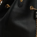 Vitello Grace King Karligraphy Chain Bucket Bag Black Bisquit