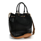 Vitello Grace King Karligraphy Chain Bucket Bag Black Bisquit