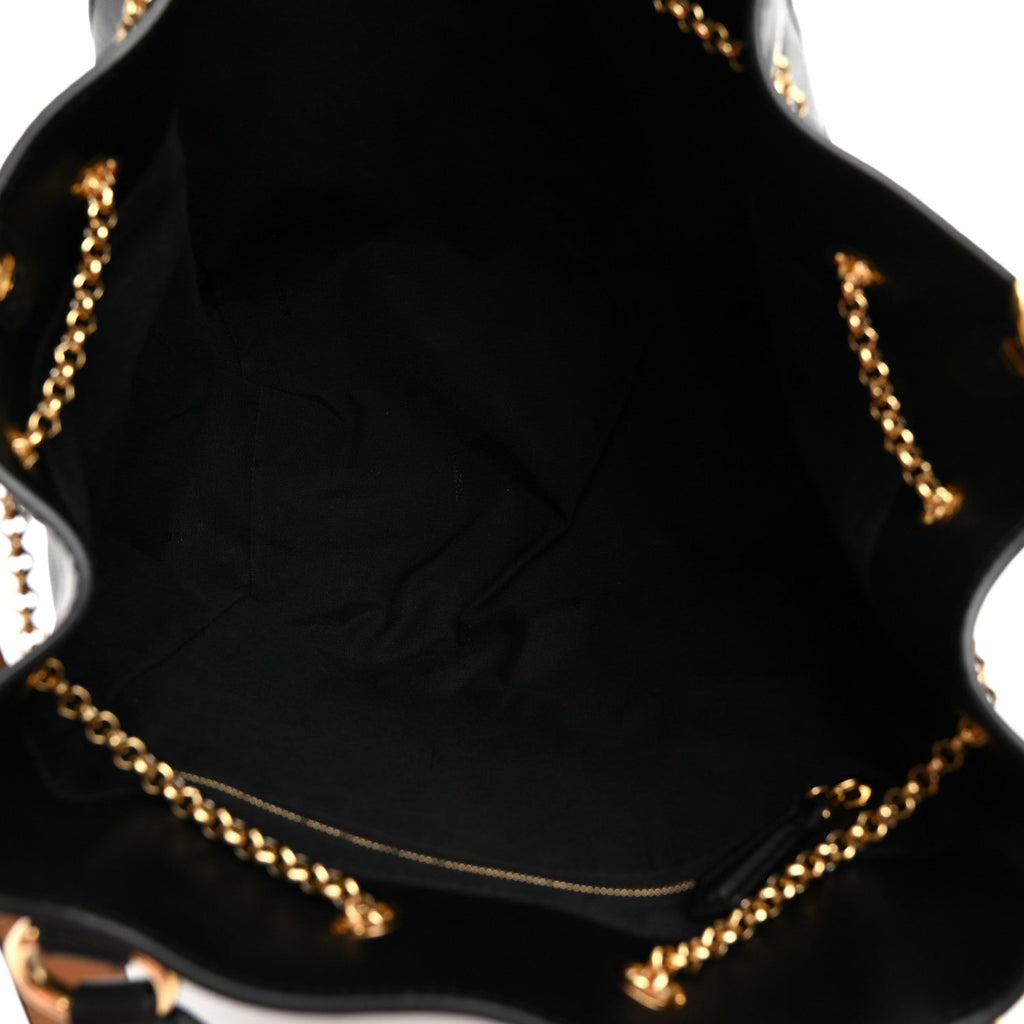 Vitello Grace King Karligraphy Chain Bucket Bag Black Bisquit