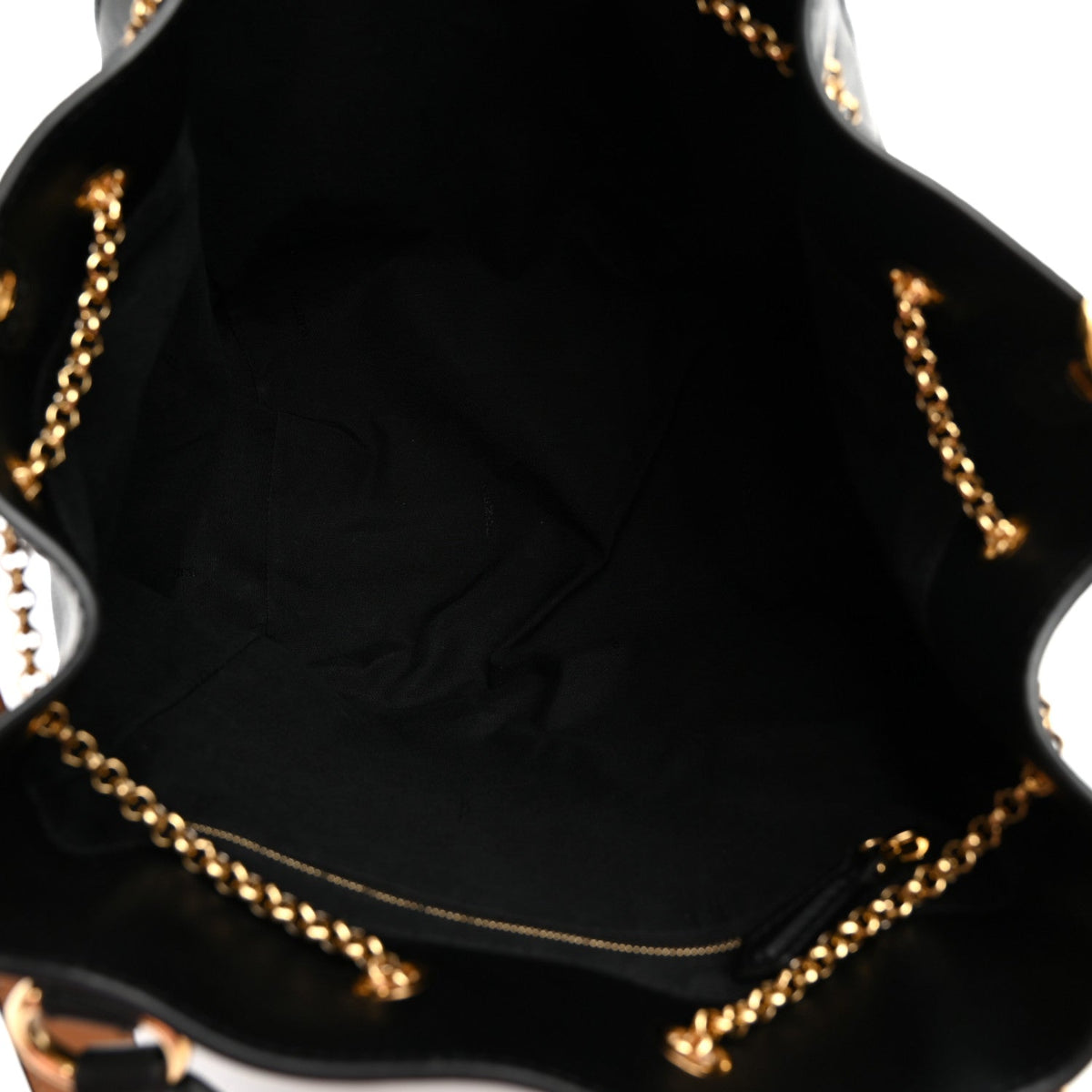 Vitello Grace King Karligraphy Chain Bucket Bag Black Bisquit