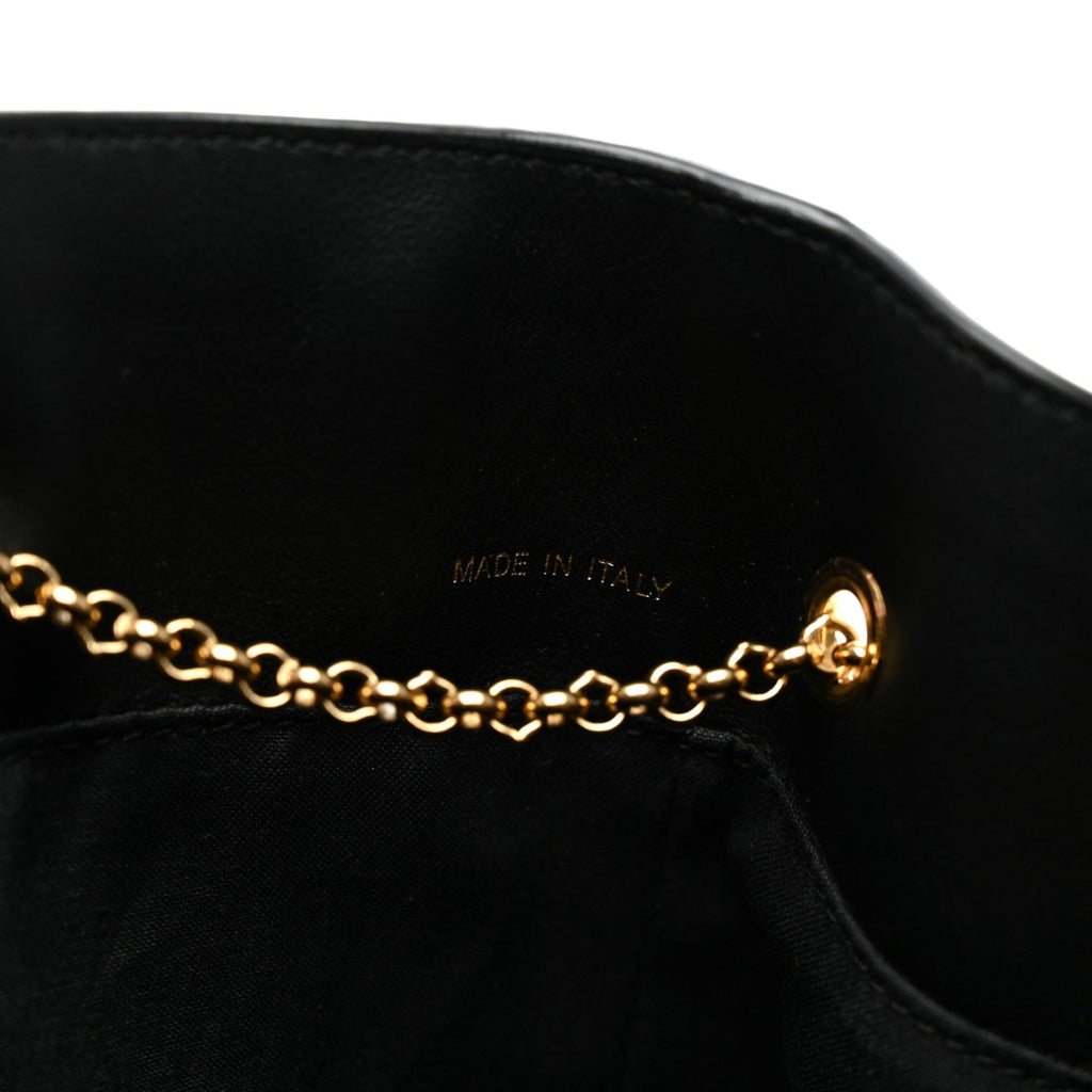 Vitello Grace King Karligraphy Chain Bucket Bag Black Bisquit