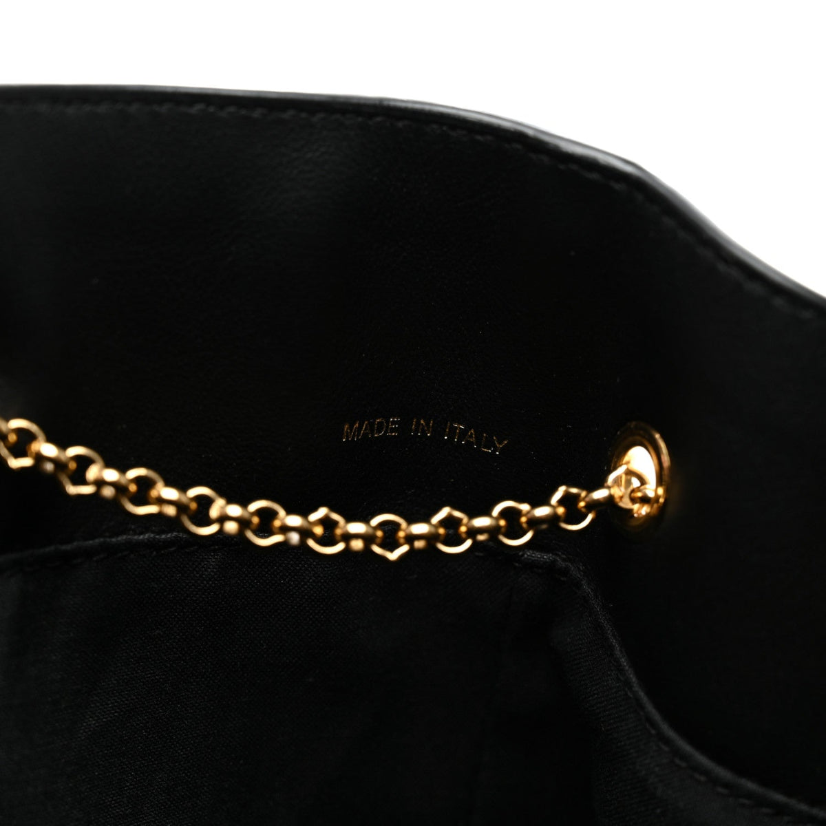 Vitello Grace King Karligraphy Chain Bucket Bag Black Bisquit