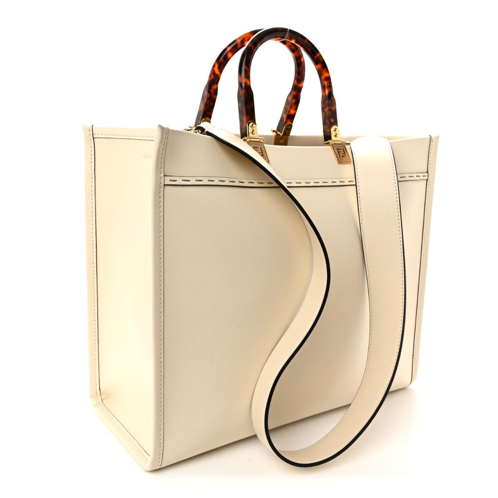 Vitello King Plexiglass Medium Fendi Sunshine Shopper Tote White Ice