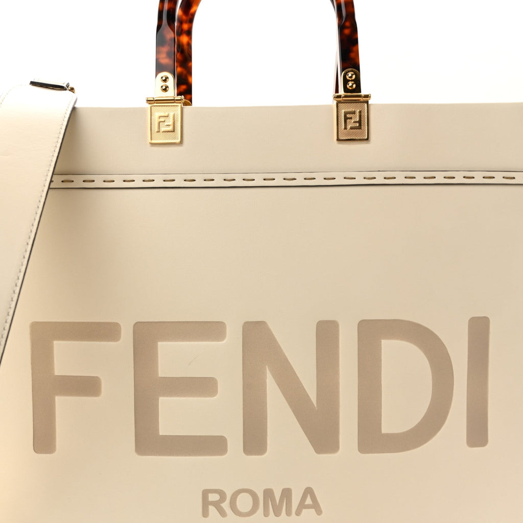 Vitello King Plexiglass Medium Fendi Sunshine Shopper Tote White Ice