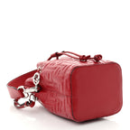 Vitello Liberty F is Fendi FF 1974 Embossed Mini Mon Tresor Bucket Bag Fragola