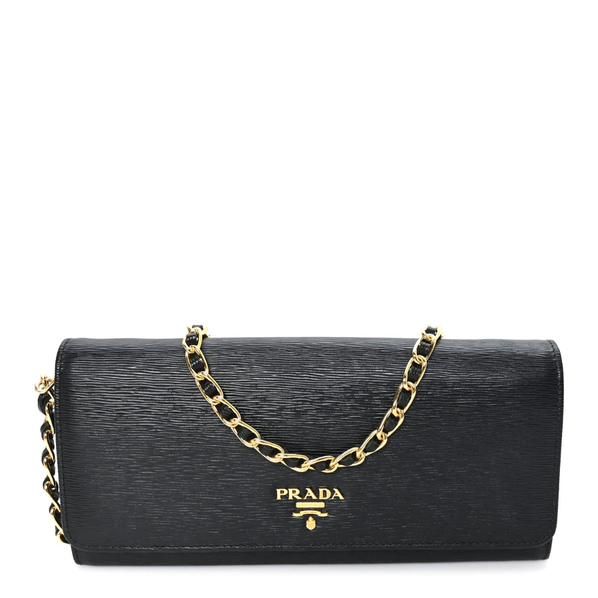 Vitello Move Metal Oro Chain Wallet Black